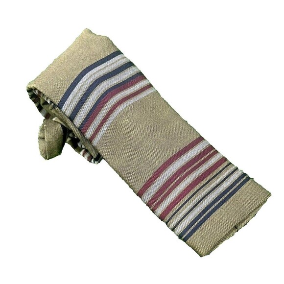 Sterling's Store For Men Vintage Wool Blend Striped Square Tie Retro 52 X 2 1/2 - Picture 2 of 9